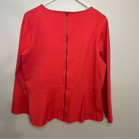 J Crew peplum long sleeve Crew Neck Blouse top Womens Sz M Full Zip Back Office - Picture 6 of 7